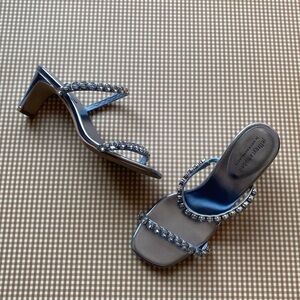 Jeffrey Campbell for ANTHROPOLOGIE metallic blue jeweled heels. Size 8